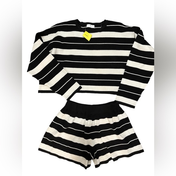 ktk Sweaters Ktk Juniors Black And White Striped Lounge Set Size Xl